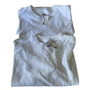 NWT BVD Mens 2-Pack T-Shirts Large Crew Neck White 100% Cotton 600143